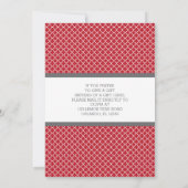 Carte cadeau Invitation de douche nuptiale, rouge, (Dos)