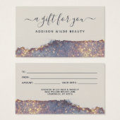 Carte cadeau Iridescente Purple Gold Glam Parties  (Devant & derrière)