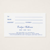 Carte cadeau logo coquillage bleu (Dos)