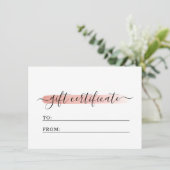 Carte cadeau Logo minimaliste rose Gold (Debout devant)