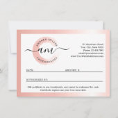 Carte cadeau Logo minimaliste rose Gold (Dos)