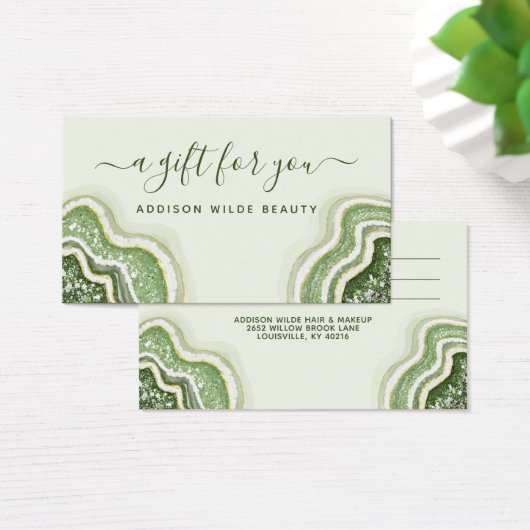 Carte cadeau Luxe Geode d'agate verte pailletée (Bureau)