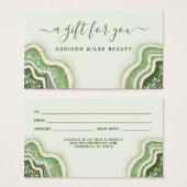 Carte cadeau Luxe Geode d'agate verte pailletée (Devant & derrière)