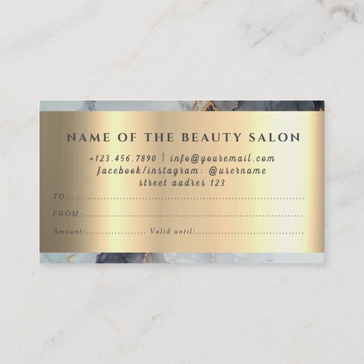 Carte cadeau Marble Elegant Blanc Faux Or Beauté (Dos)