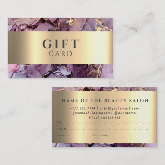 Carte cadeau Marble Elegant Blanc Faux Or Beauté (Devant / Derrière)