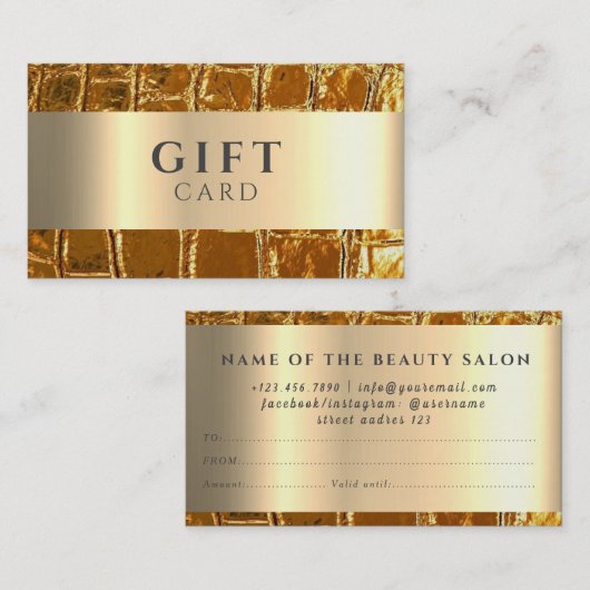 Carte cadeau Marble Elegant Blanc Faux Or Beauté (Devant / Derrière)