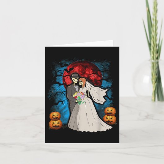 Carte Cadeau Mariage d'Halloween Skeleton Couple Mariée  (Devant)