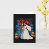 Carte Cadeau Mariage d'Halloween Skeleton Couple Mariée  (Fleur jaune)