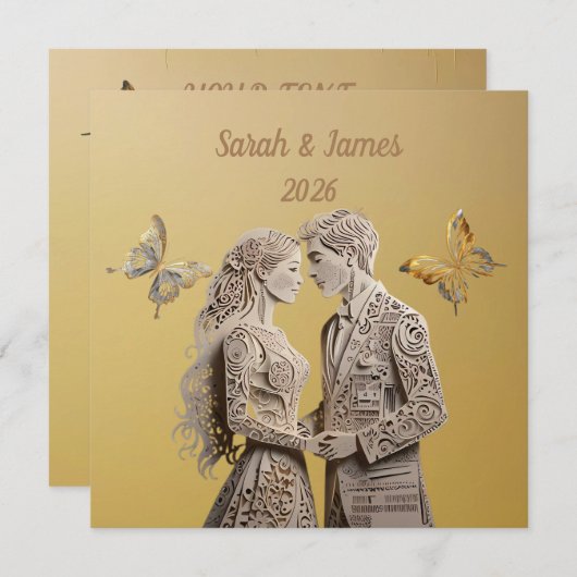 Carte cadeau mariage mariée et chambre mariage (Devant / Derrière)