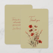 Carte Cadeau Mariage Merci Fleur sauvage rouge (Devant / Derrière)