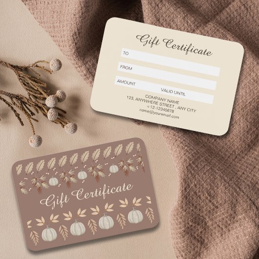 Carte Cadeau Marron Beige Moderne Épice de Citroui