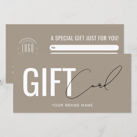 carte cadeau marron clair logo moderne professionn (Devant / Derrière)