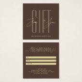 carte cadeau marron écriture typographique d'entre (Devant & derrière)