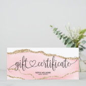 Carte cadeau moderne Blush Pink Agate Certificate (Debout devant)