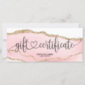 Carte cadeau moderne Blush Pink Agate Certificate (Devant)