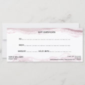 Carte cadeau moderne Blush Pink Agate Certificate (Dos)