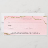Carte cadeau moderne Blush Pink Gold Agate Certifi (Dos)