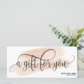 Carte cadeau moderne Blush Pink Watercolor Certifi (Debout devant)