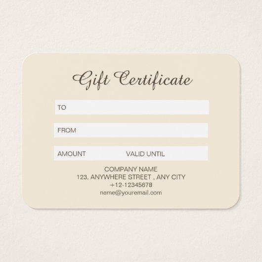 Carte Cadeau moderne Brown Beige Fall Citrouille S (Dos)