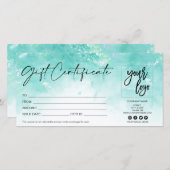 carte cadeau moderne certificat ajouter logo aqua (Devant / Derrière)