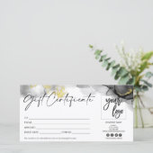 carte cadeau moderne certificat ajouter logo or no (Debout devant)