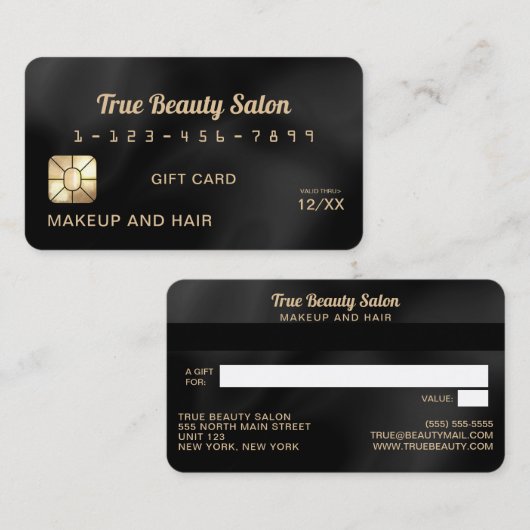 Carte cadeau moderne élégante en soie blanche (Devant / Derrière)