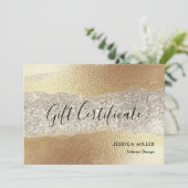 Carte Cadeau Moderne en Or avec Paillettes de Diam (Debout devant)