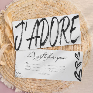 Carte cadeau moderne j'adore noir & blanc