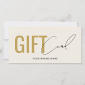 Carte cadeau moderne logo beige or professionnel (Devant)