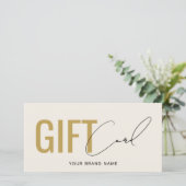 Carte cadeau moderne logo beige or professionnel (Debout devant)
