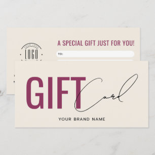 Carte cadeau moderne logo professionnel beige roug