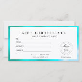 Carte Cadeau Moderne Noir Et Turquoise Ajouter Log (Dos)