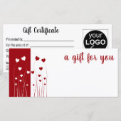 Carte cadeau moderne Red White Love Romantic Heart (Devant / Derrière)