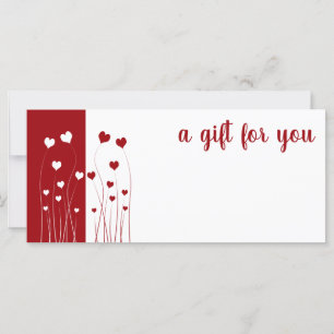 Carte cadeau moderne Red White Love Romantic Heart