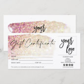 carte cadeau moderne rose vif certificat ajouter l (Devant / Derrière)