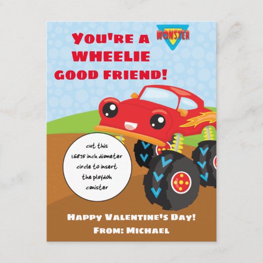 Carte cadeau Monster Truck Valentine's Play Doh (Devant)