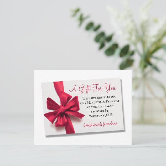 Carte cadeau Noël Red Bow (Debout devant)