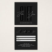 carte cadeau noire écriture typographique entrepri (Devant & derrière)