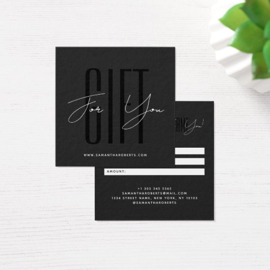 carte cadeau noire écriture typographique entrepri (Bureau)