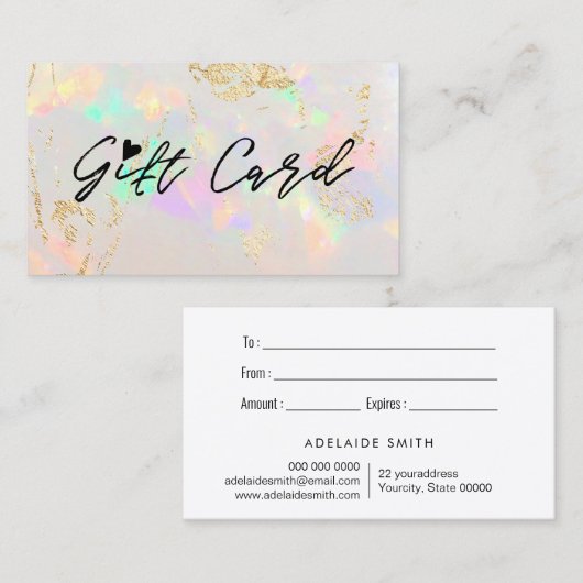 carte cadeau opale blanche (Devant / Derrière)