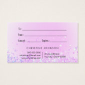 carte cadeau papillon à parties scintillant violet (Dos)