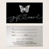 carte cadeau papillon noir (Devant & derrière)