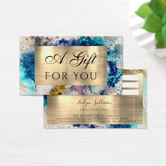 Carte cadeau parties scintillant or bleu argent (Bureau)