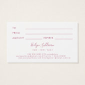 carte-cadeau parties scintillant pastel aquarelle (Dos)