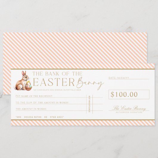 Carte cadeau Peach Easter Check (Devant / Derrière)
