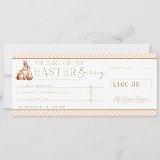 Carte cadeau Peach Easter Check (Devant)