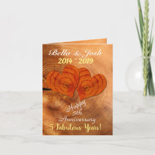 Carte Cadeau personnalisé Bois Faux 5ème Anniversaire d