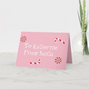 Carte Cadeau personnalisé de Noël de Santa au candy rose