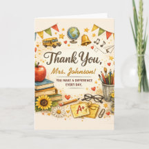 Cadeau personnalisé de remerciement d'enseignant à