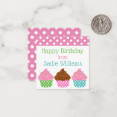Carte cadeau personnalisée Polka Dot Cupcake (Devant/Arrière en situation)